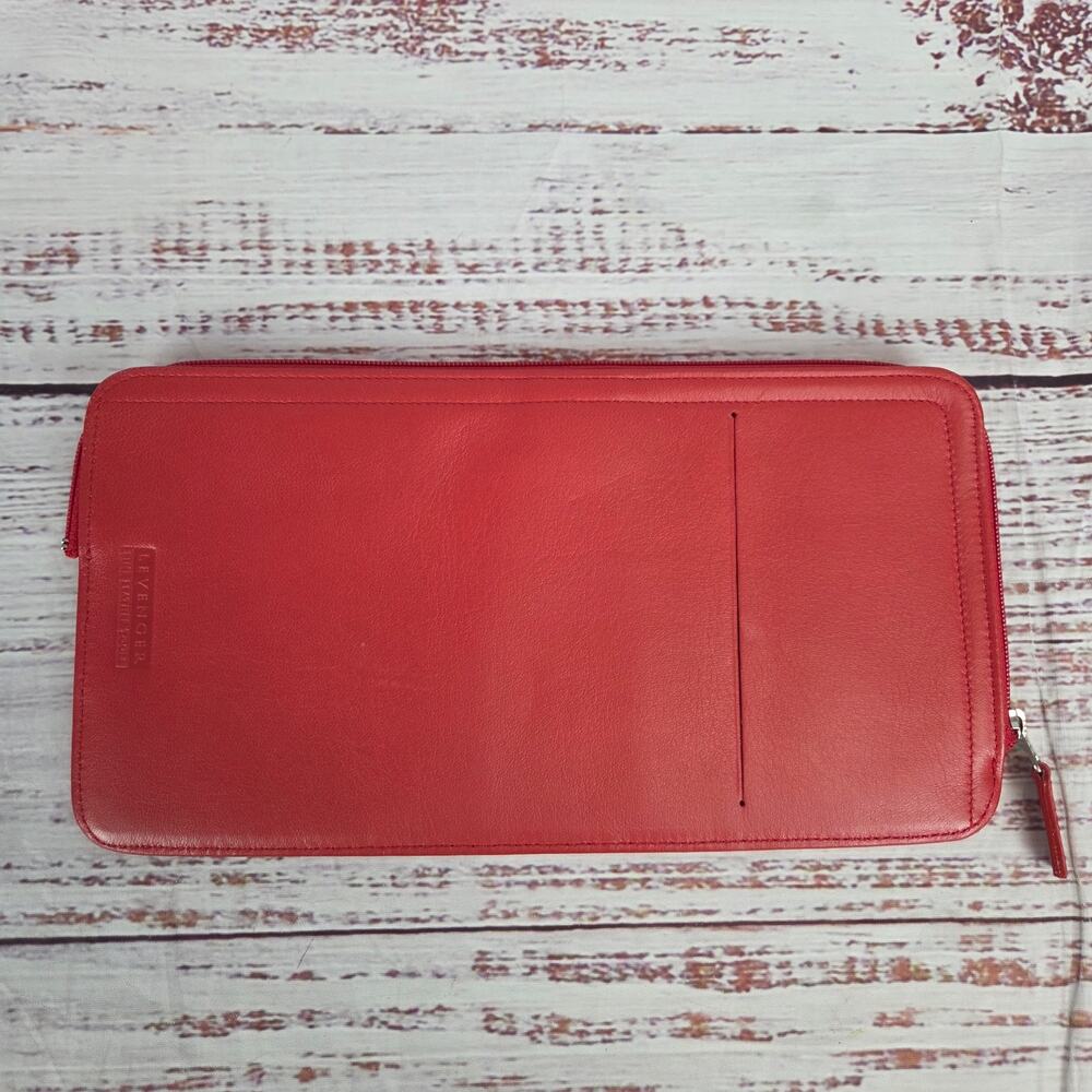 Levenger Red Fine Leather Card Pocket Case ID Holder Casual Office Business Work